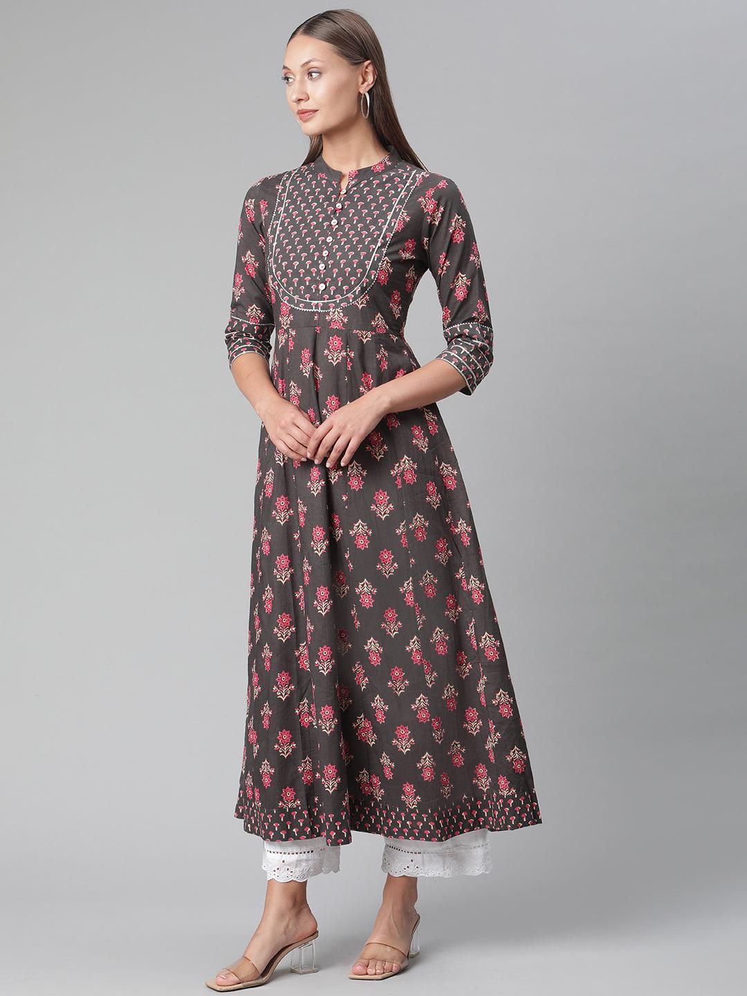 Divena Brownish Black Anarkali Kurta - divena world