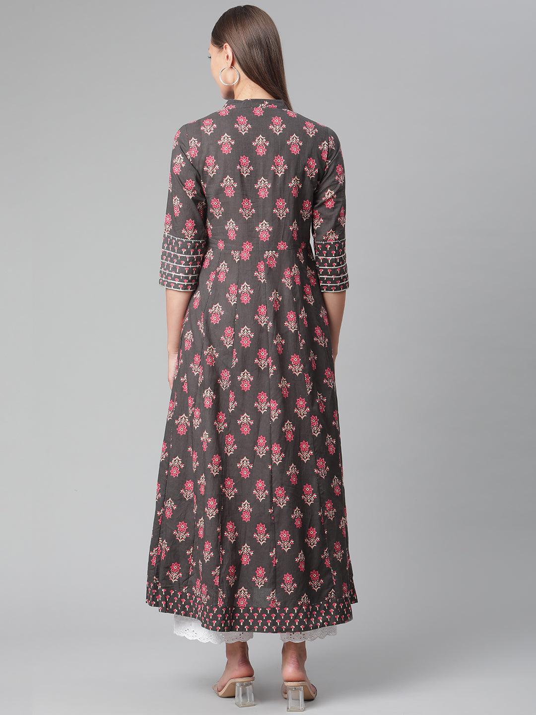 Divena Brownish Black Anarkali Kurta - divena world