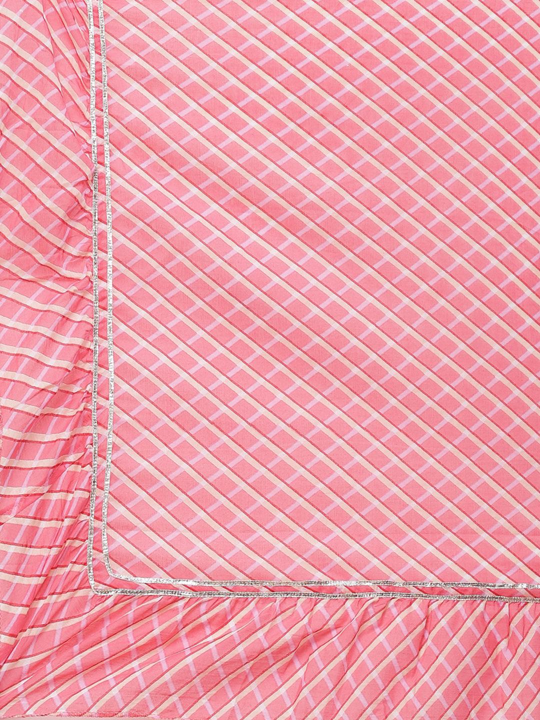 Divena Yellow Printed Kurta with Lahariya Sharara and Ruffled Dupatta Set - divena world