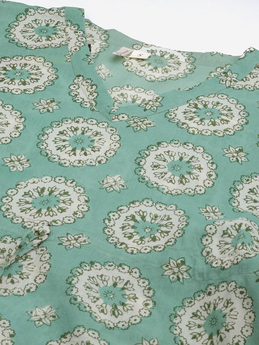 Divena Sea Green Floral Cotton Kaftan - divena world