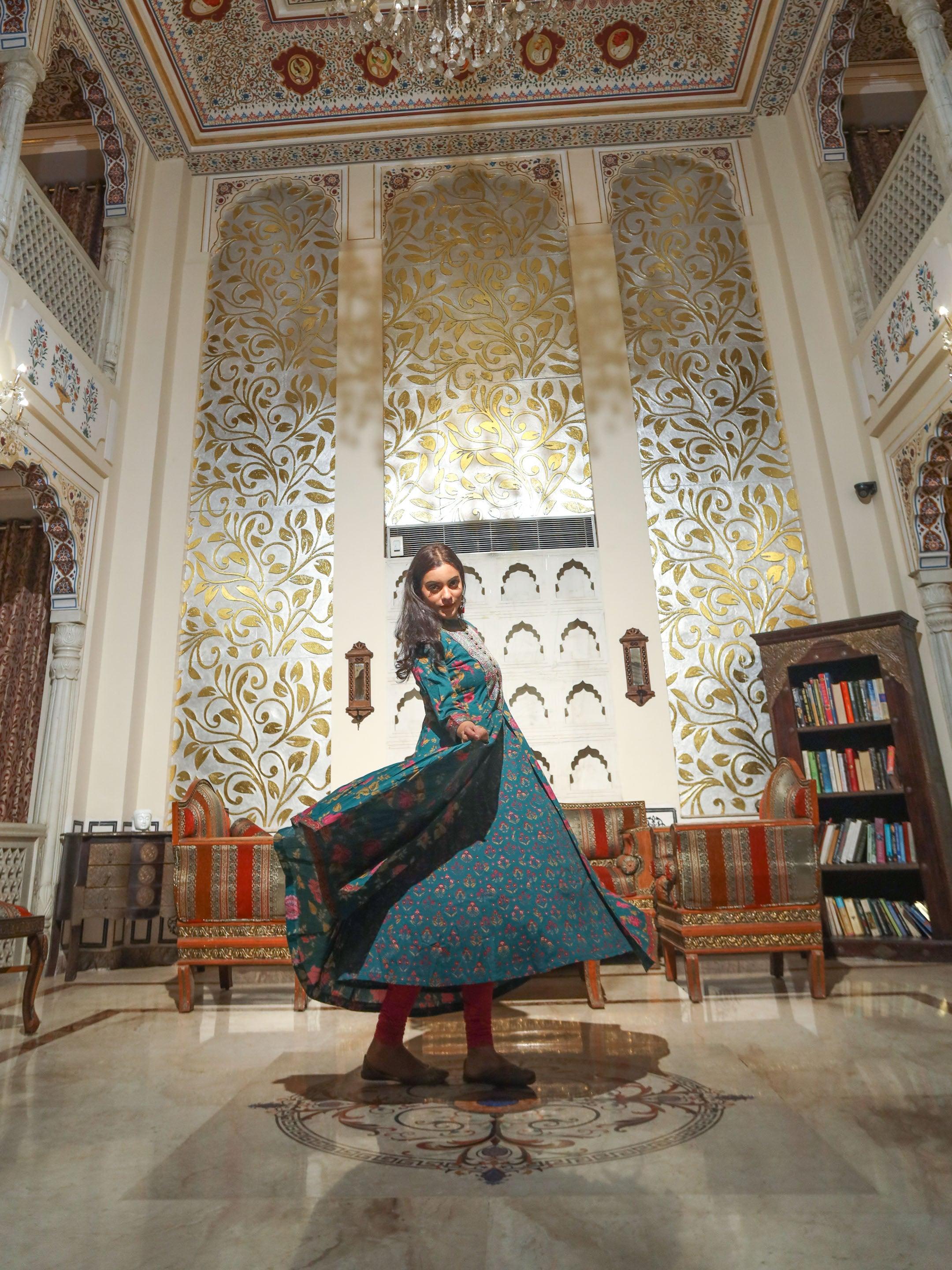 Divena Block print Cotton Flaired Anarkali Kurta - divenaworld.com
