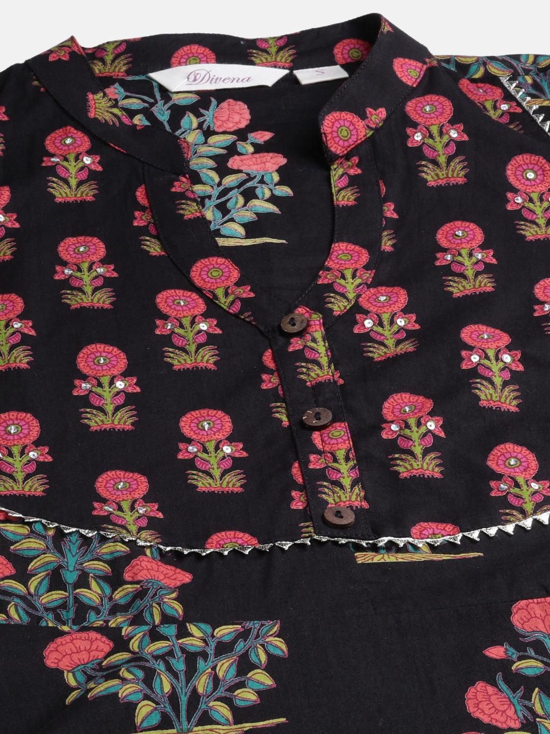 Divena Black Peplum Top Sharara Set with Dupatta - divenaworld.com