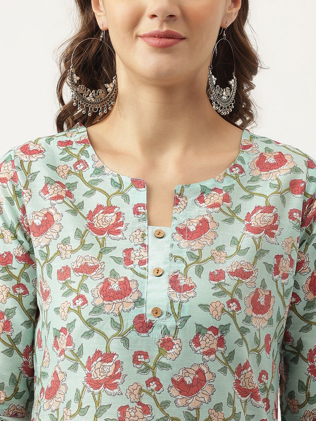 Noe Velarro Green Chanderi Floral Printed Kurta with Pant Set