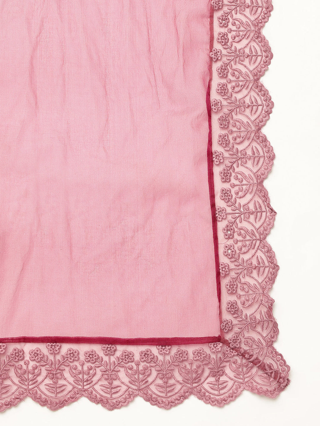 Noe Velarro Solid Purple Chanderi Embroidered Kurta with Inner Trouser Inner & Dupatta Set