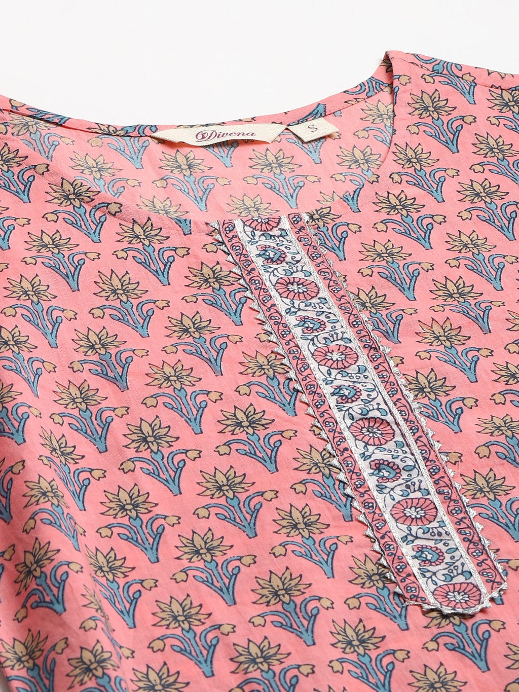 Noe Velarro Women Pink Printed Gotta Patti Pure Cotton Kurta with Trousers & Dupatta