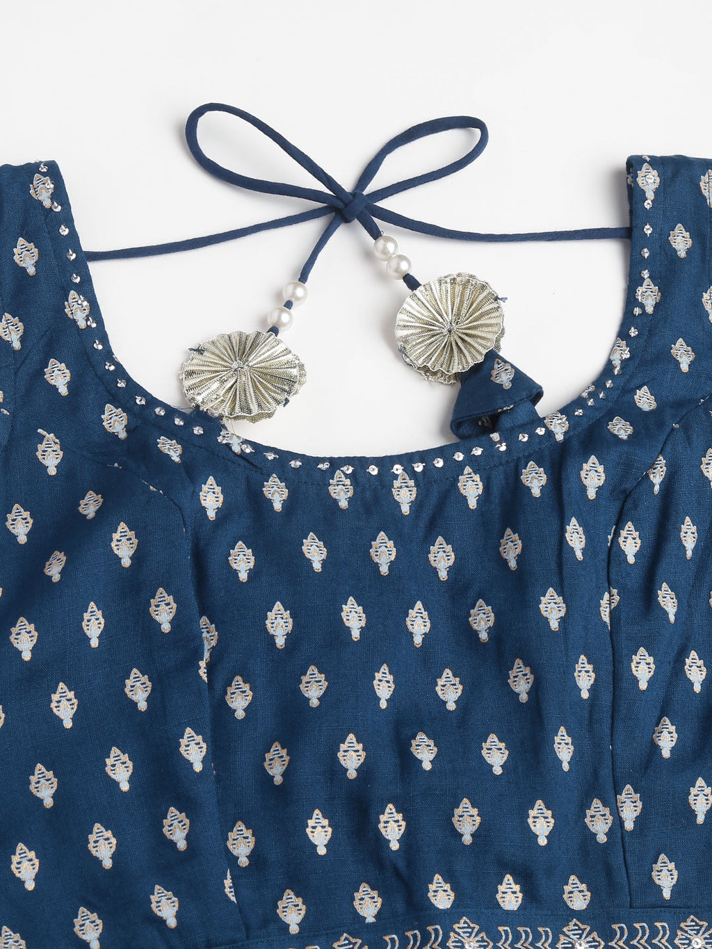 Noe Velarro Blue Rayon Flared Lehenga Choli Set with Organza Dupatta