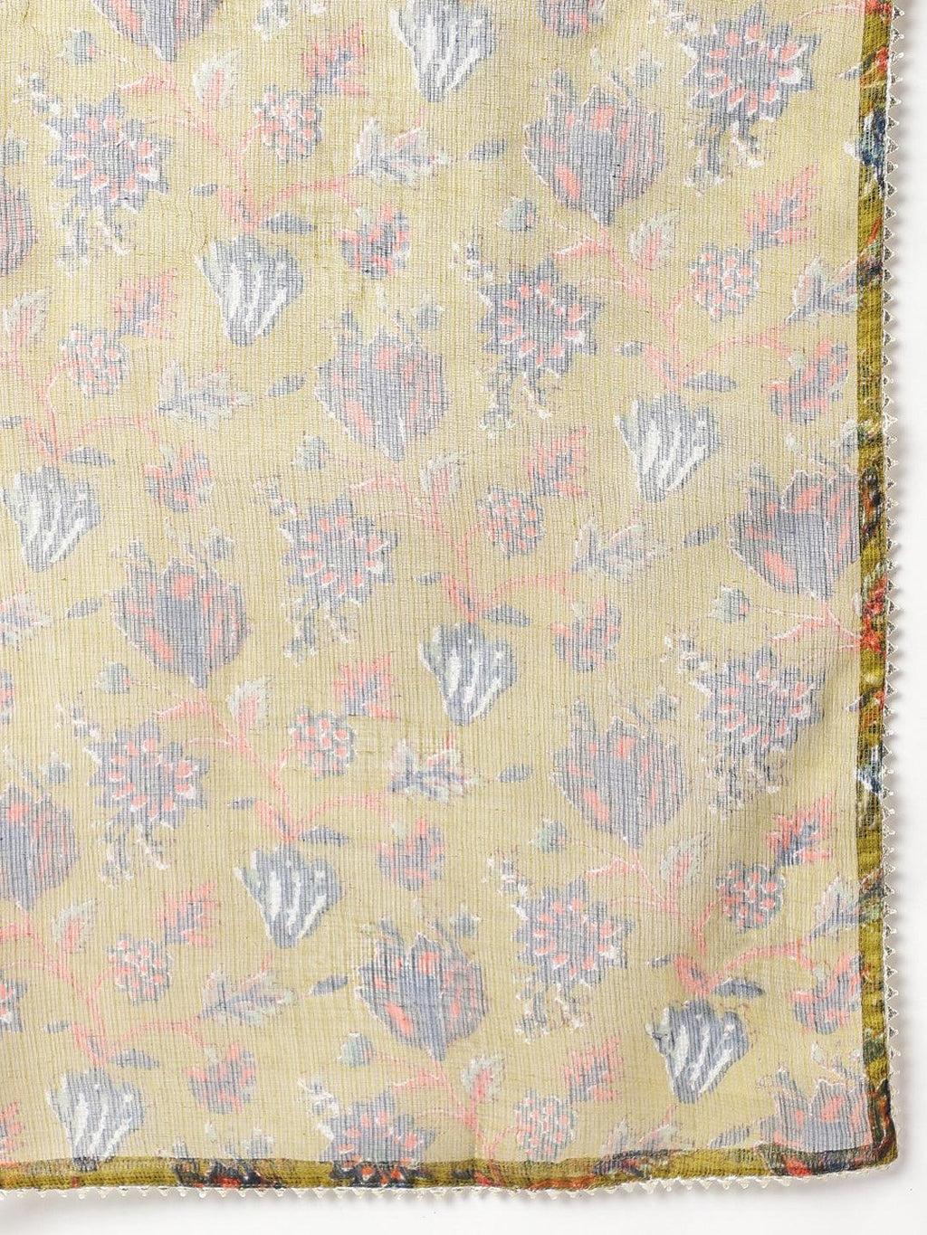 Divena Blue Floral Printed Kurta Pant Set with dupatta - divena world
