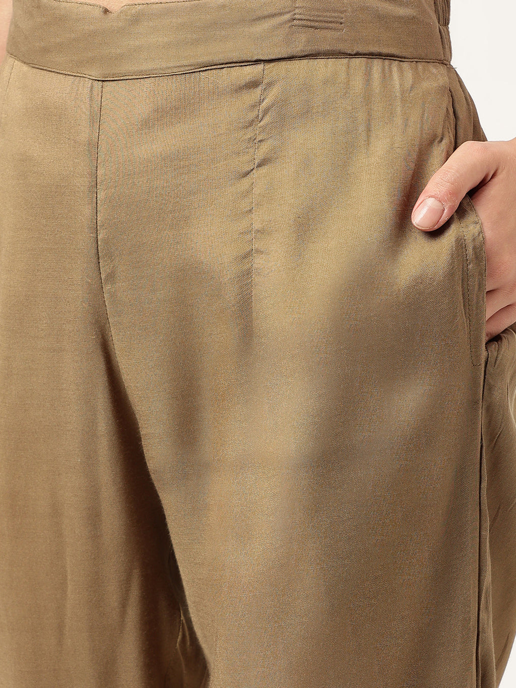 Noe Velarro Olive Embroidered Cotton Kurta Trouser with Dupatta Set