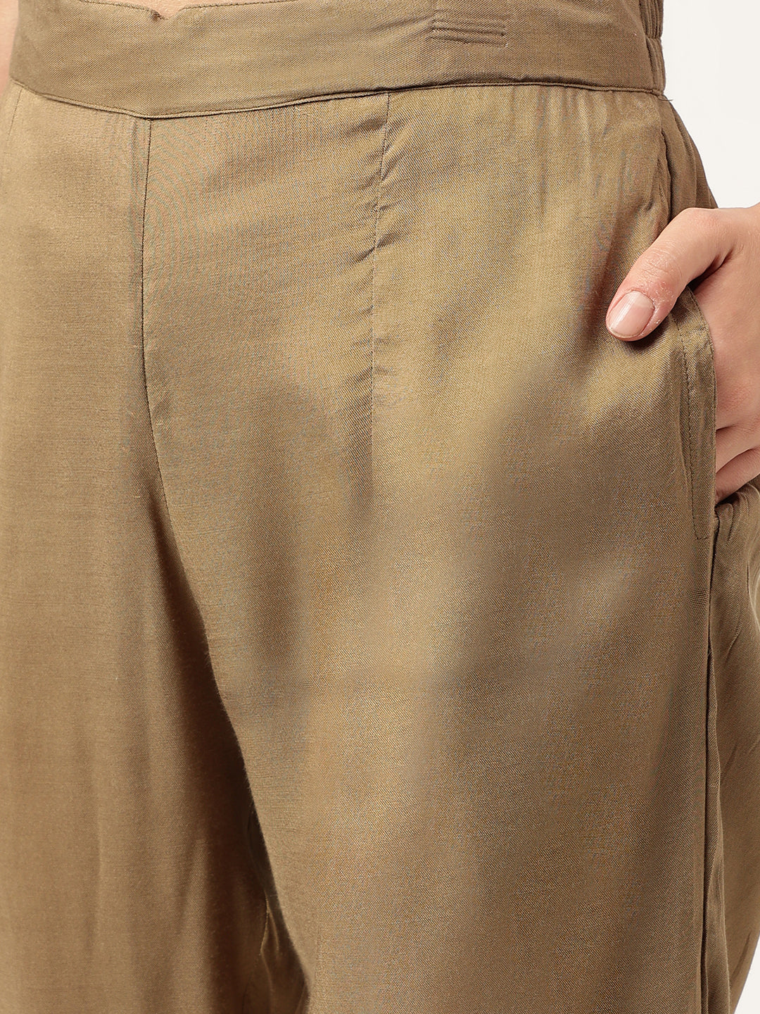 Noe Velarro Olive Embroidered Cotton Kurta Trouser with Dupatta Set