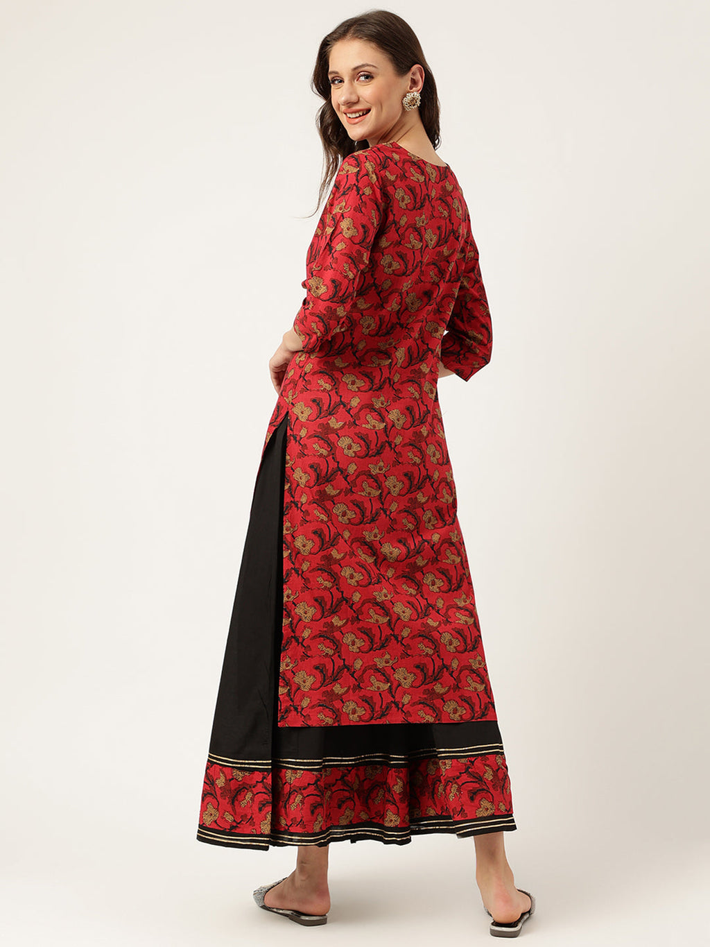 Noe Velarro Floral Printed Cotton Kurta with Sharara Set