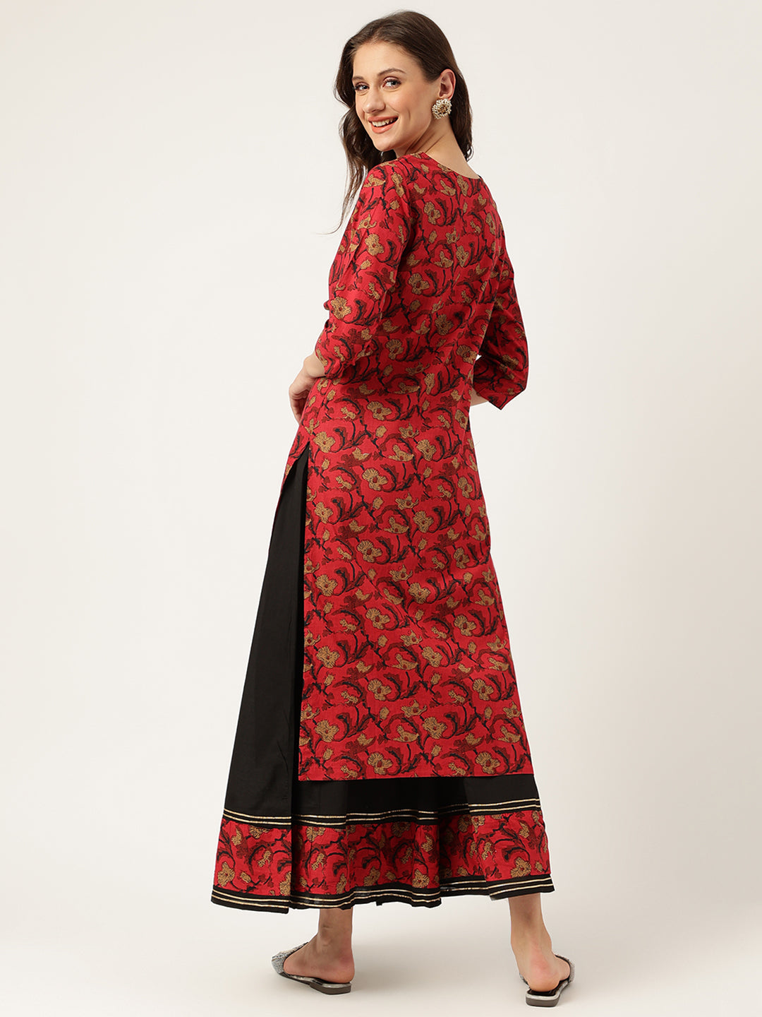 Noe Velarro Floral Printed Cotton Kurta with Sharara Set