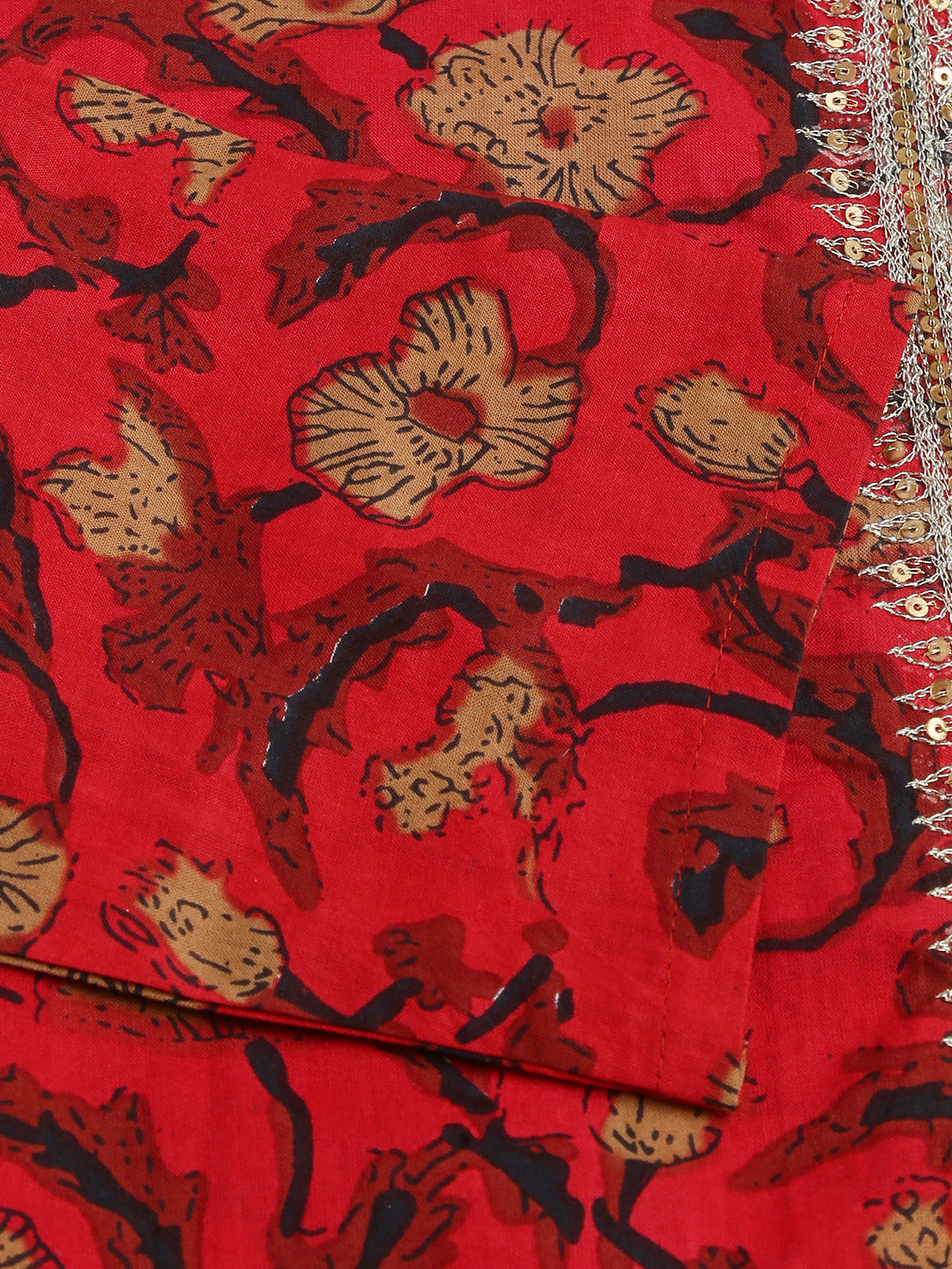 Noe Velarro Floral Printed Cotton Kurta with Sharara Set