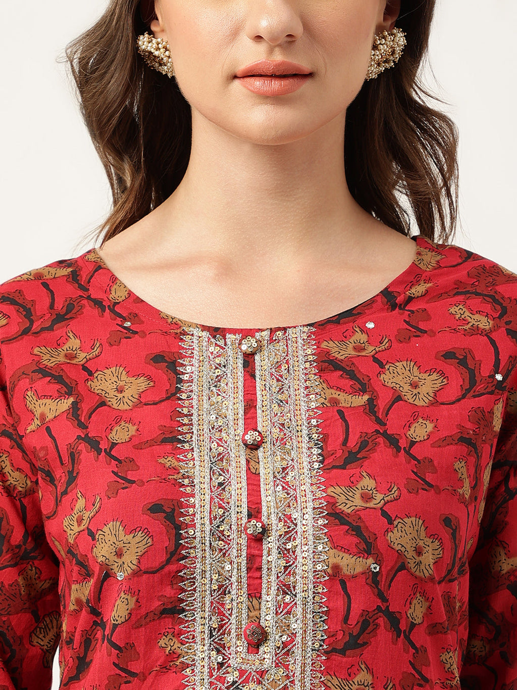 Noe Velarro Floral Printed Cotton Kurta with Sharara Set