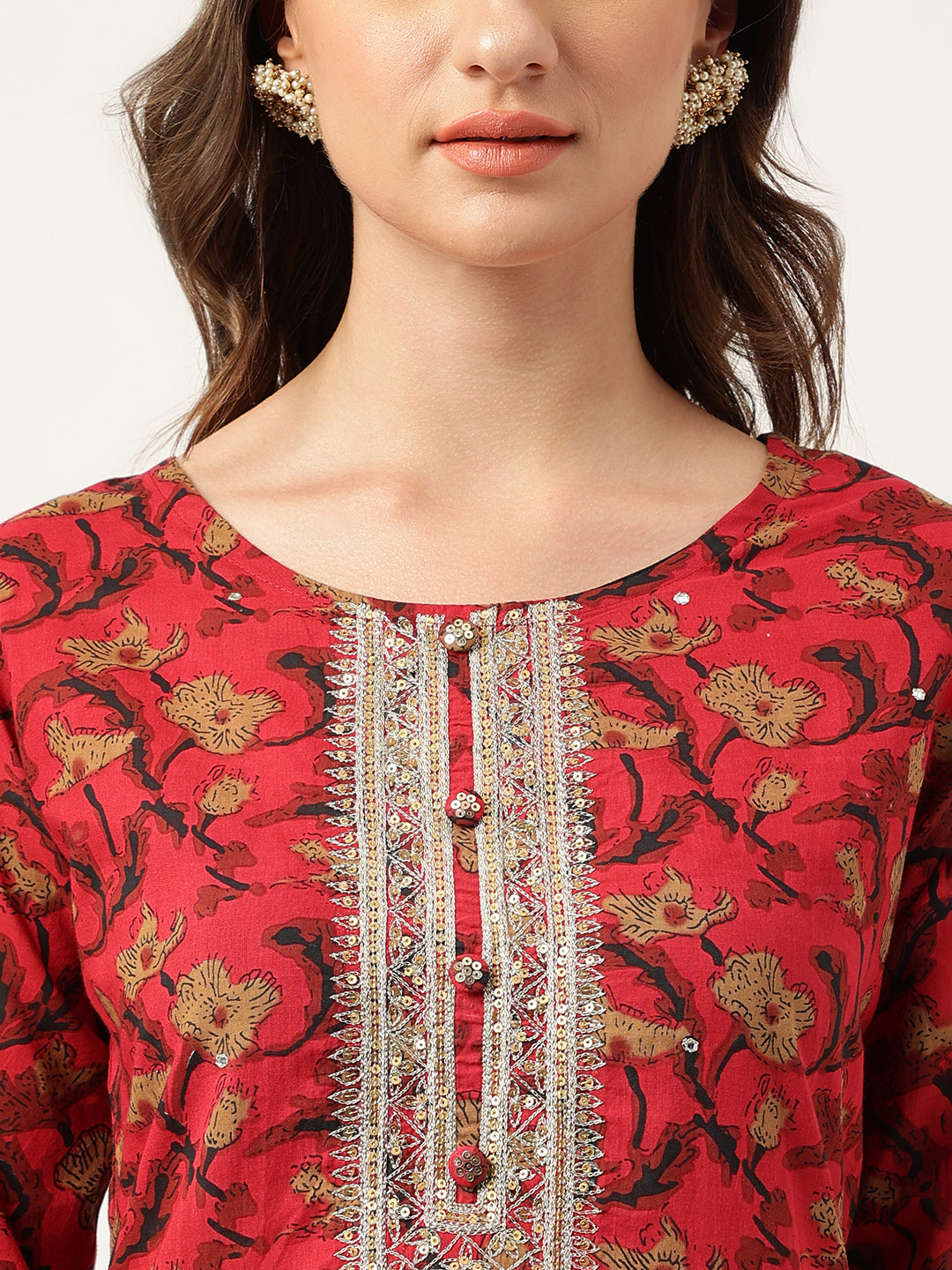 Noe Velarro Floral Printed Cotton Kurta with Sharara Set