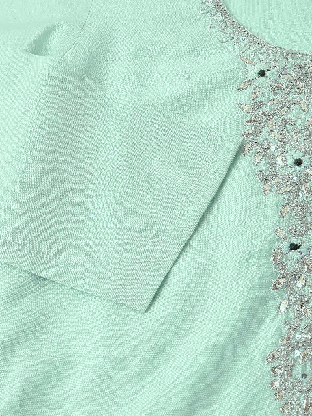 Noe Velarro Sea Green Embroidered Chanderi  Kurta, Trouser With Dupatta