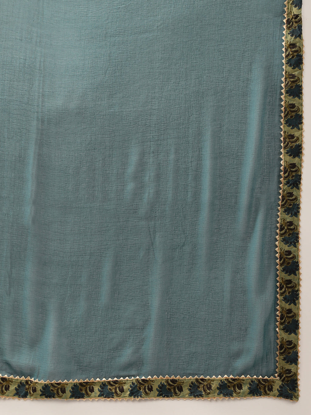 Noe Velarro Green Floral Print Cotton Embroidered Kurta set with Dupatta