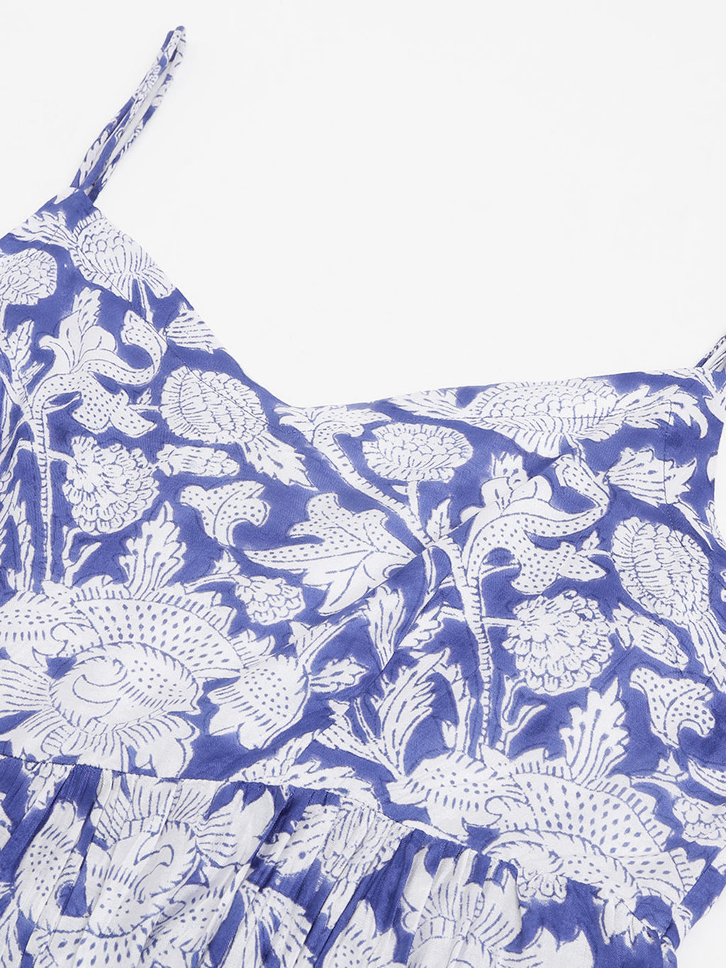 Noe Velarro Blue Muslin Floral Printed Kurta, Trouser with Dupatta Set