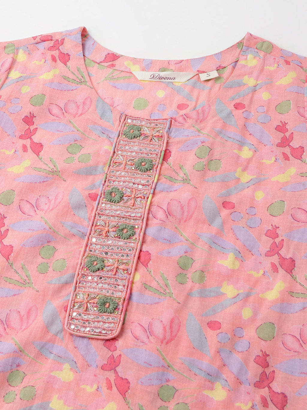 Noe Velarro Pink Floral Print Cotton  Kurta, Trouser With Dupatta