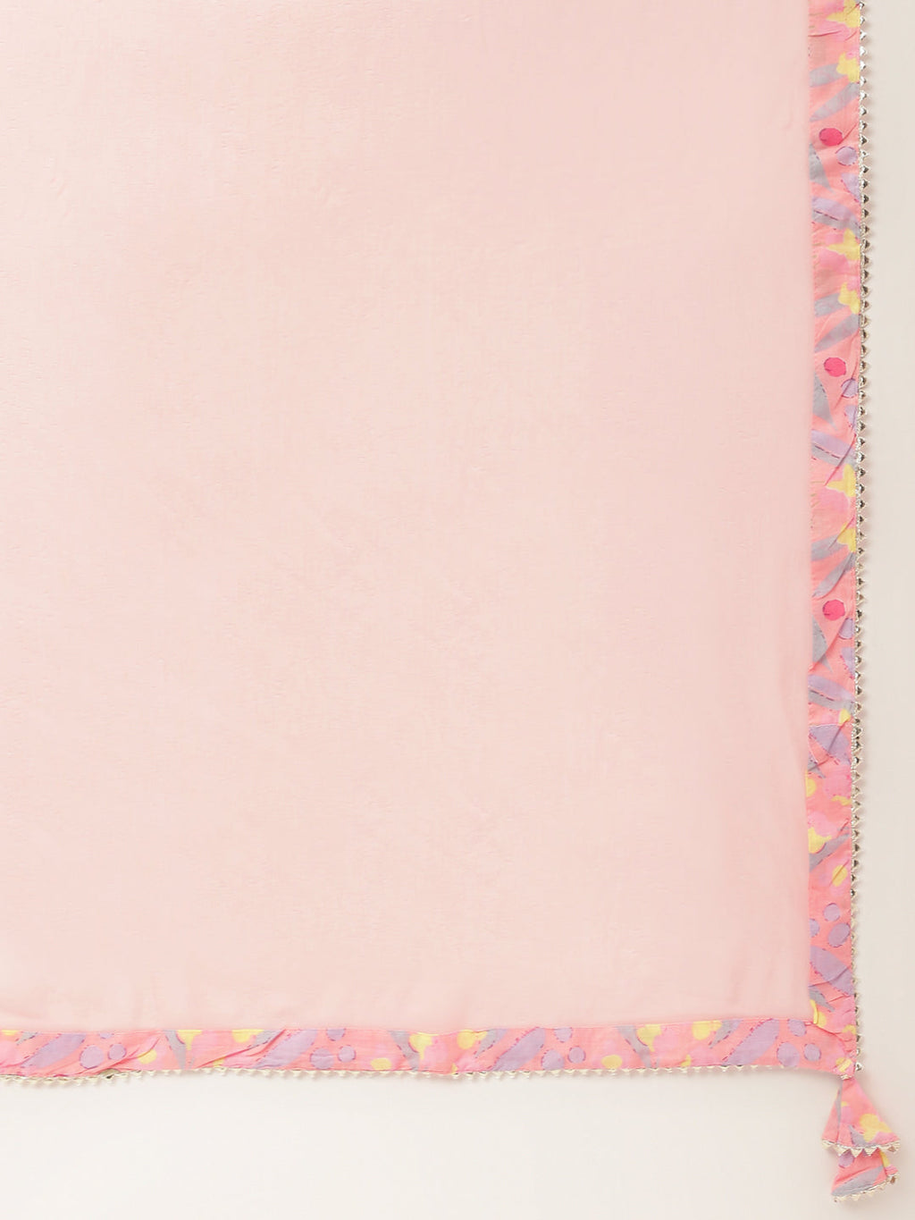 Noe Velarro Pink Floral Print Cotton  Kurta, Trouser With Dupatta