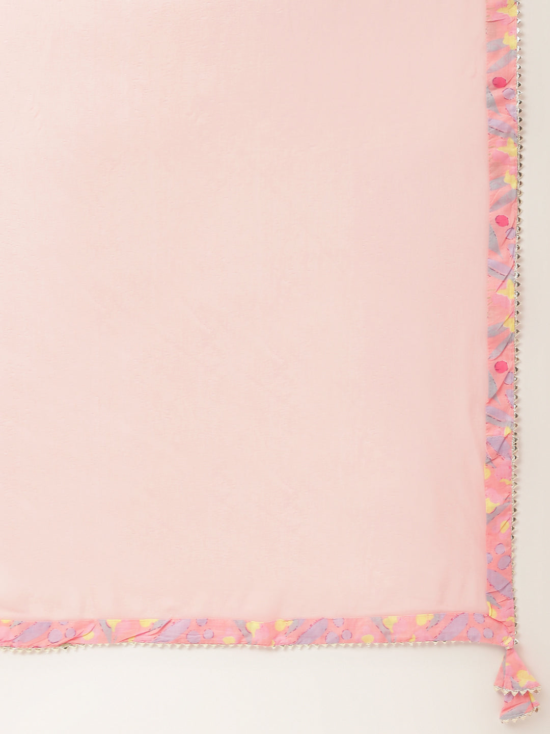 Noe Velarro Pink Floral Print Cotton  Kurta, Trouser With Dupatta