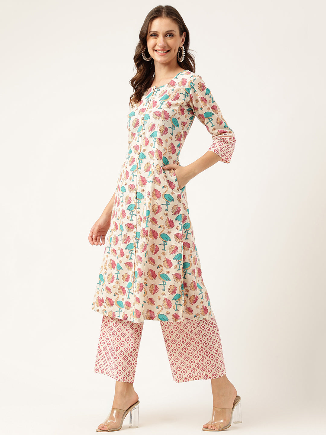 Noe Velarro Floral Cotton Kurta with Trouser set