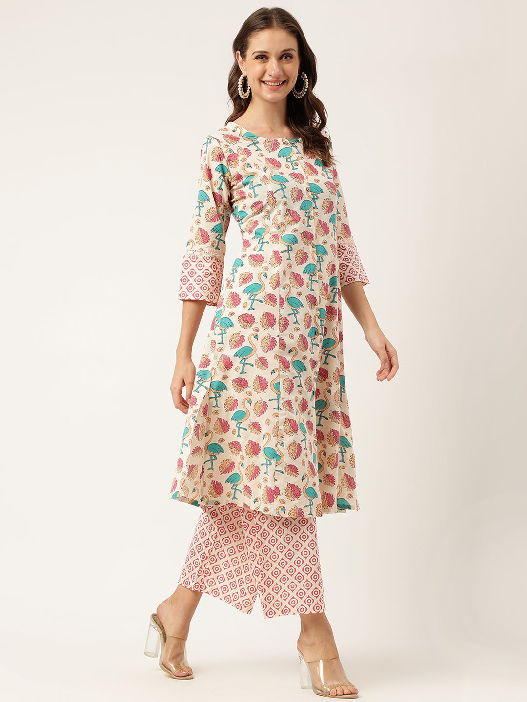 Noe Velarro Floral Cotton Kurta with Trouser set