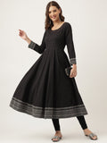 Noe Velarro Black Embroidered Cotton Anarkali Kurta