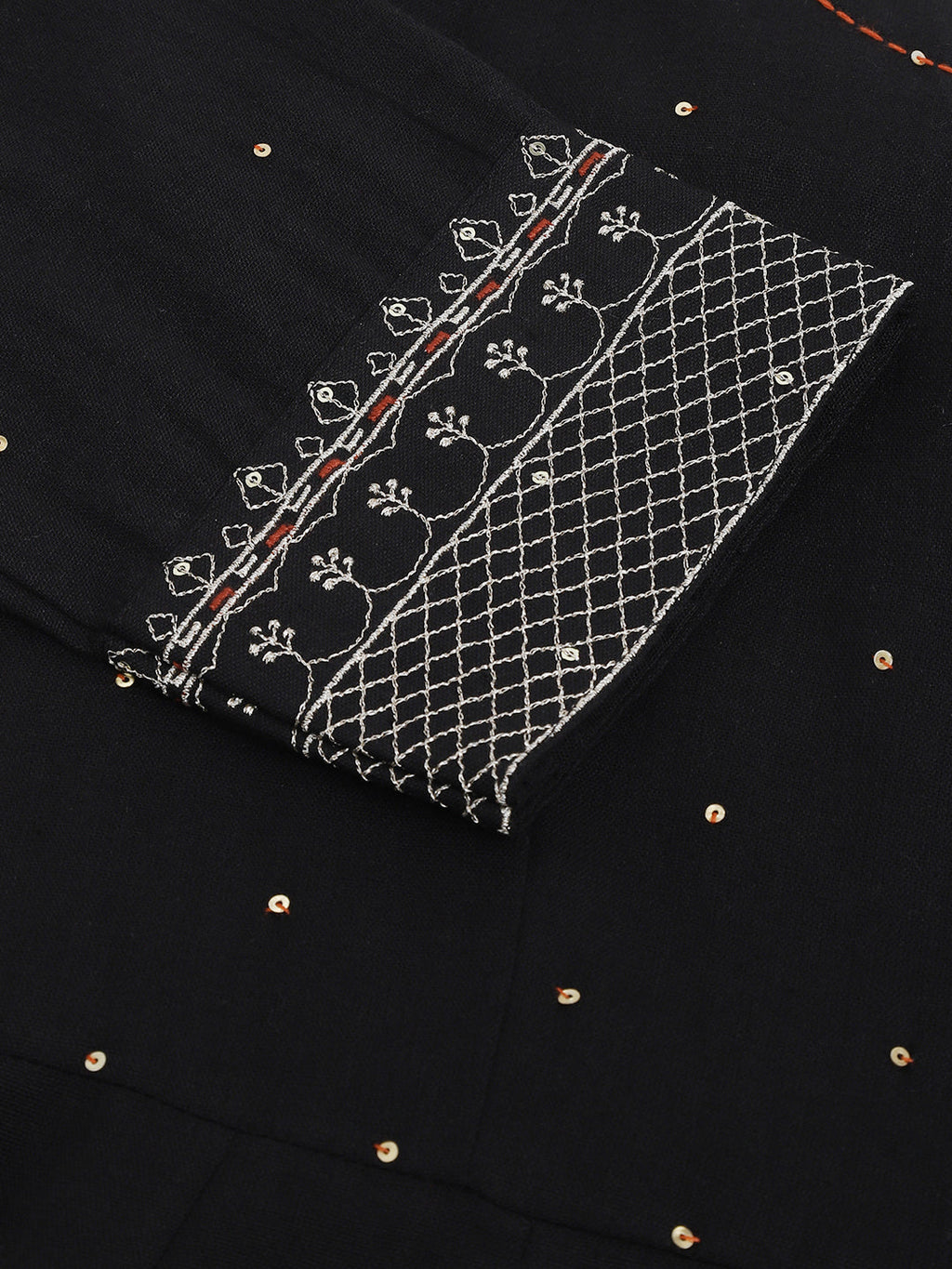 Noe Velarro Black Embroidered Cotton Anarkali Kurta
