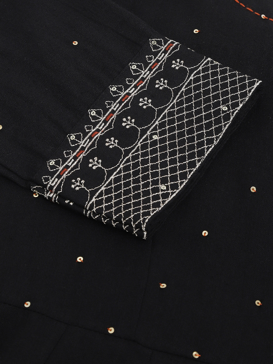 Noe Velarro Black Embroidered Cotton Anarkali Kurta