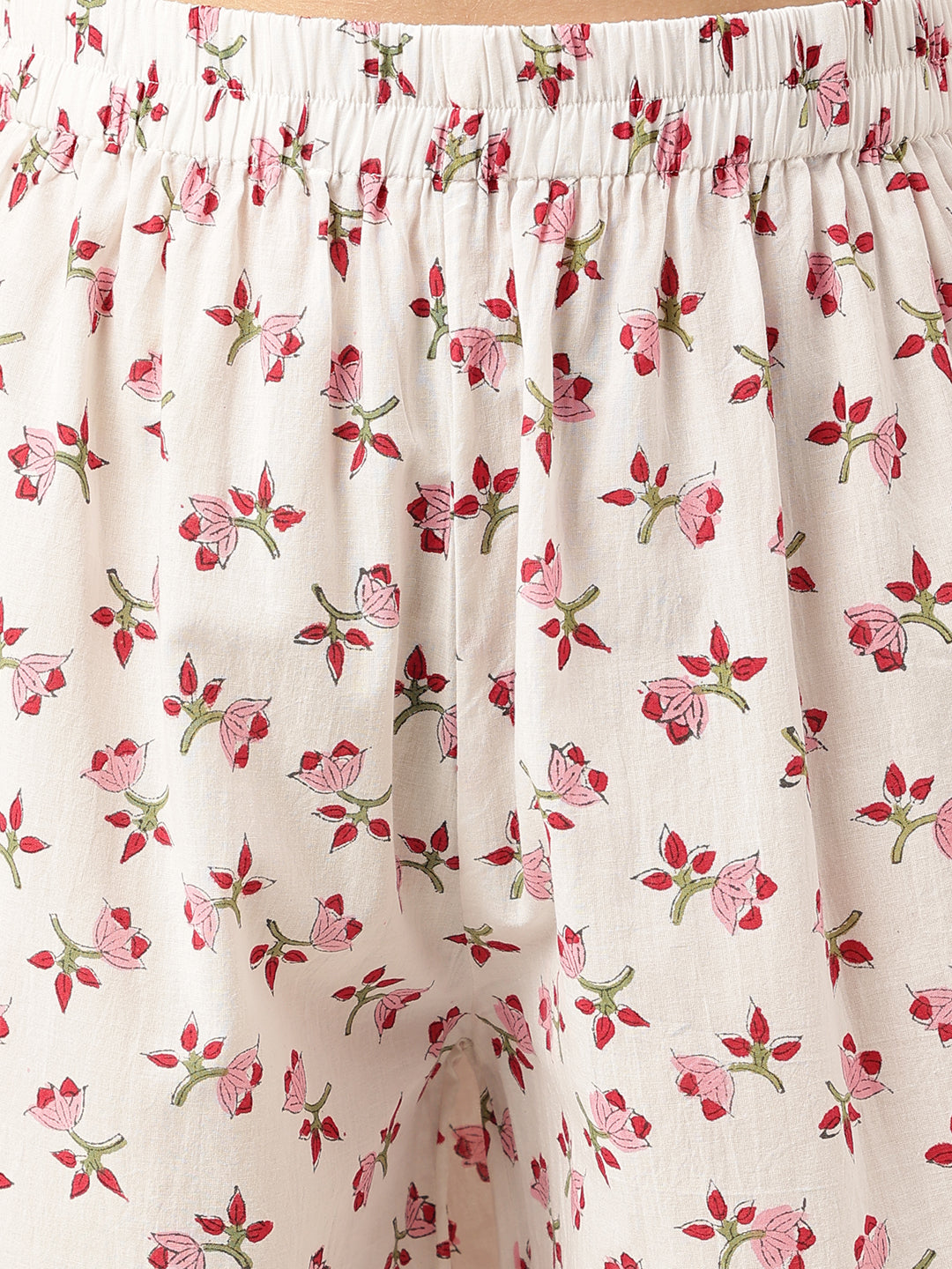 Noe Velarro Floral HandBlock Printed Kurta Trouser & Kota Dori Dupatta Set