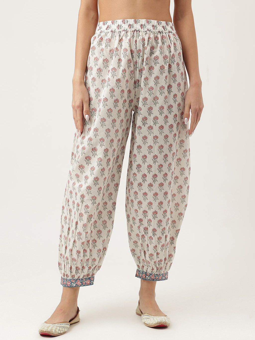 Noe Velarro Blue Floral Printed Cotton Embroidered kurta, Trouser with Dupatta