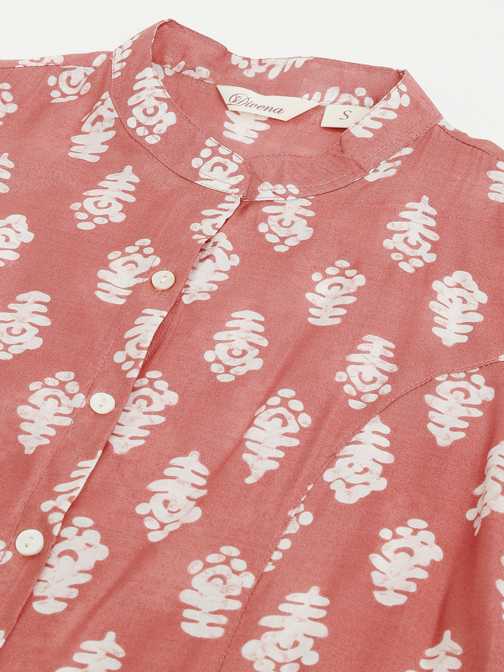 Noe Velarro Peach Printed Modal Chanderi Top