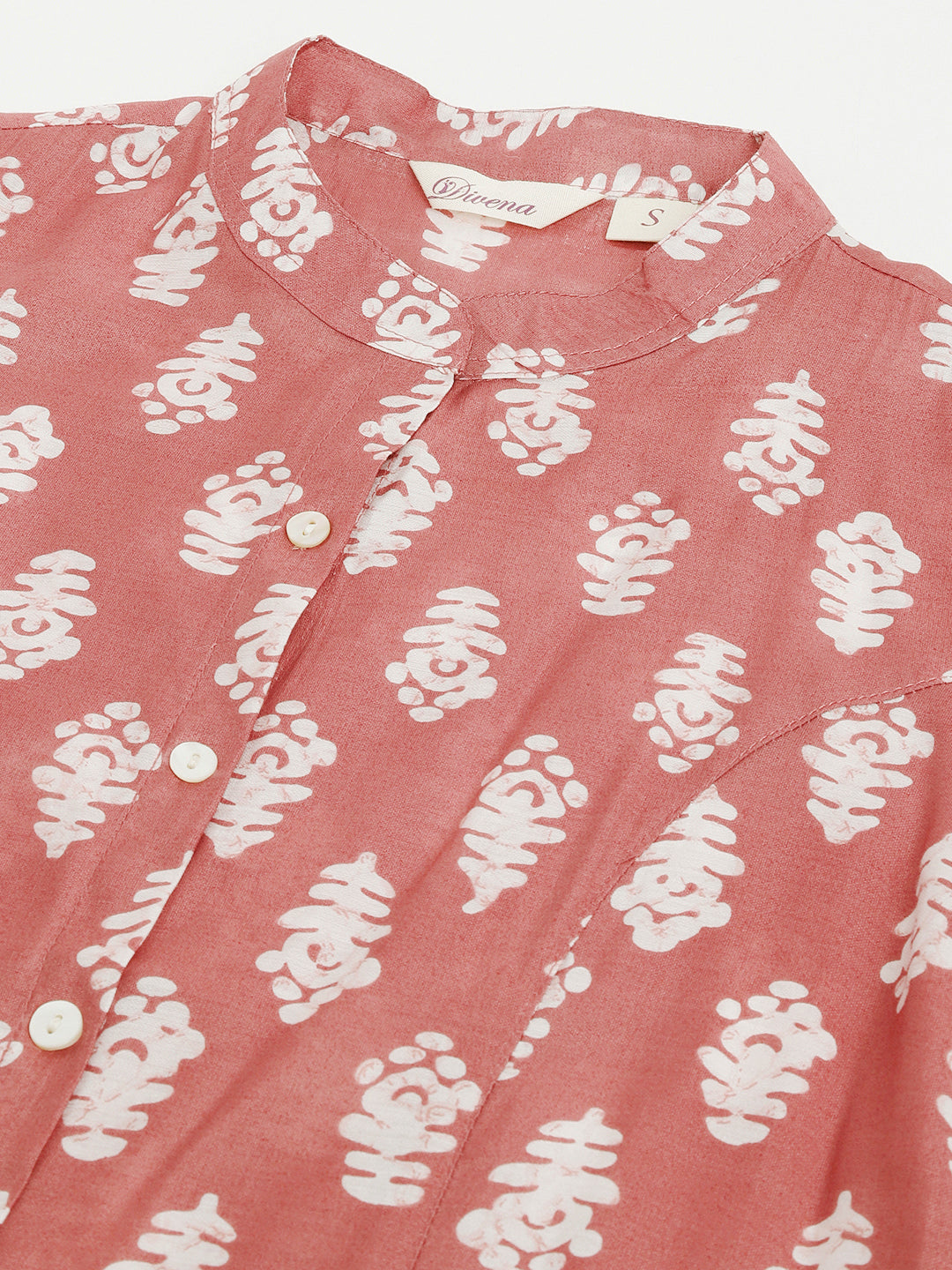 Noe Velarro Peach Printed Modal Chanderi Top