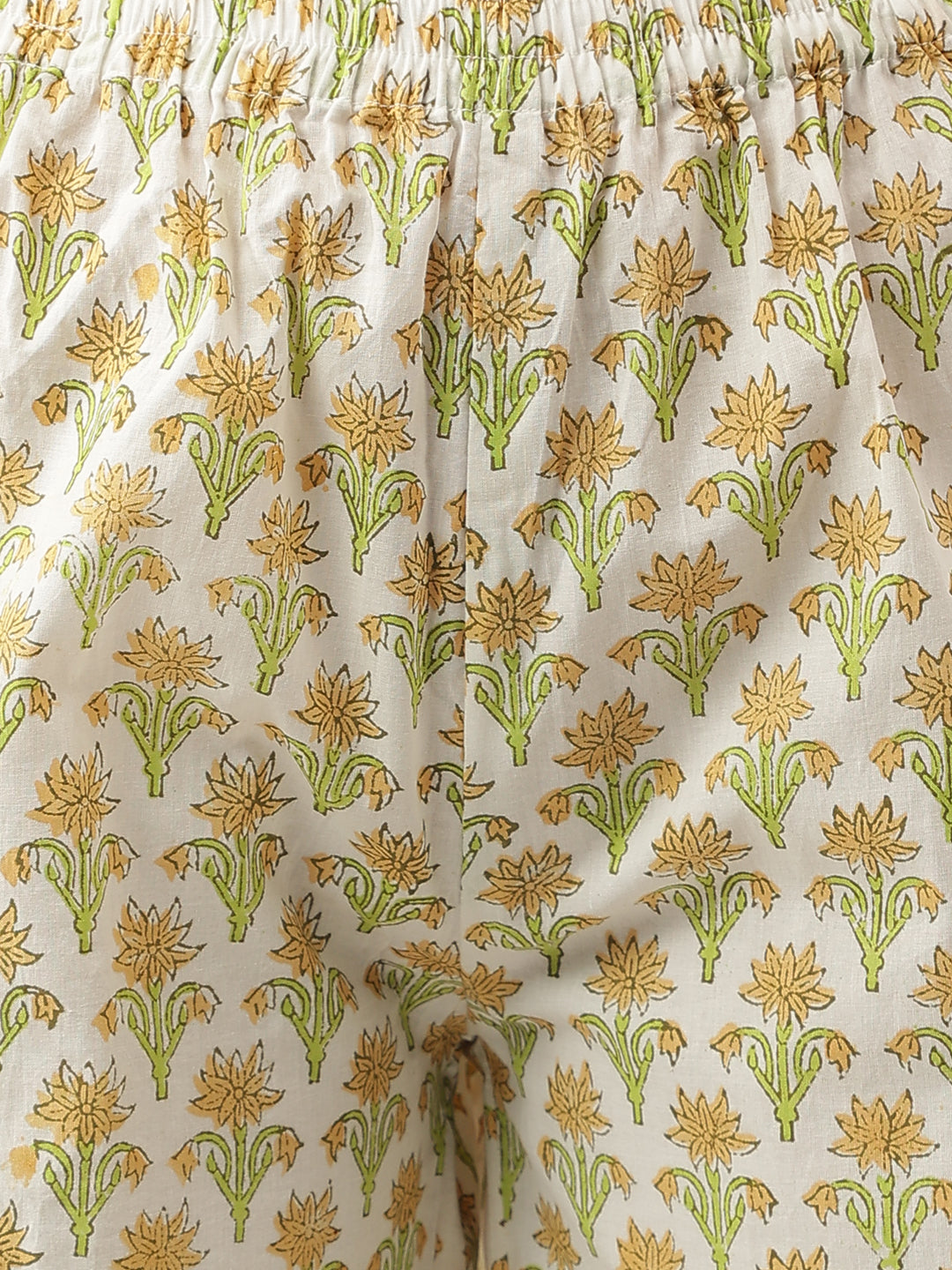 Noe Velarro Green Floral Printed Cotton Straight Short Kurta, trousers with Dupatta Set