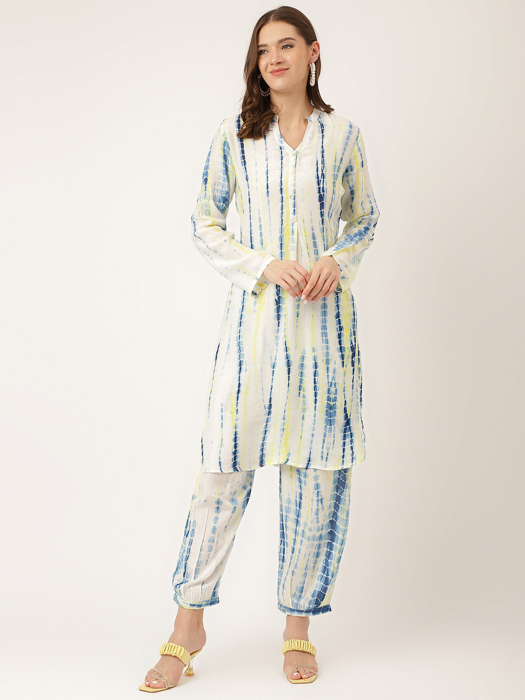 Noe Velarro Yellow Blue Tie Dye Muslin Co Ord Set