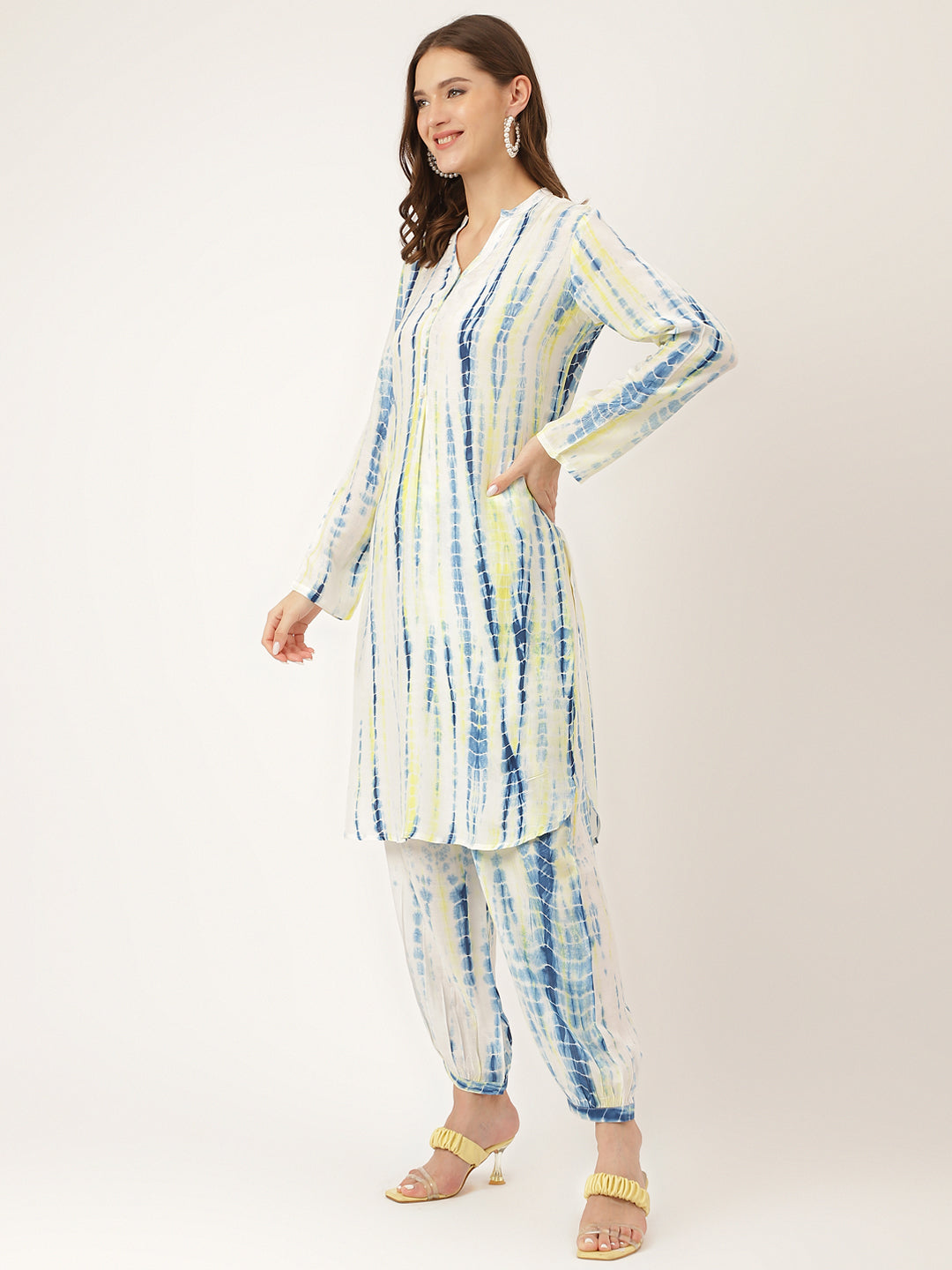 Noe Velarro Yellow Blue Tie Dye Muslin Co Ord Set