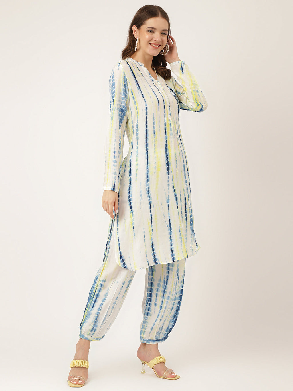 Noe Velarro Yellow Blue Tie Dye Muslin Co Ord Set