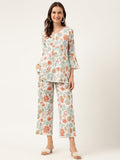 Noe Velarro Women Floral Printed Pure Cotton Tunic With Trousers