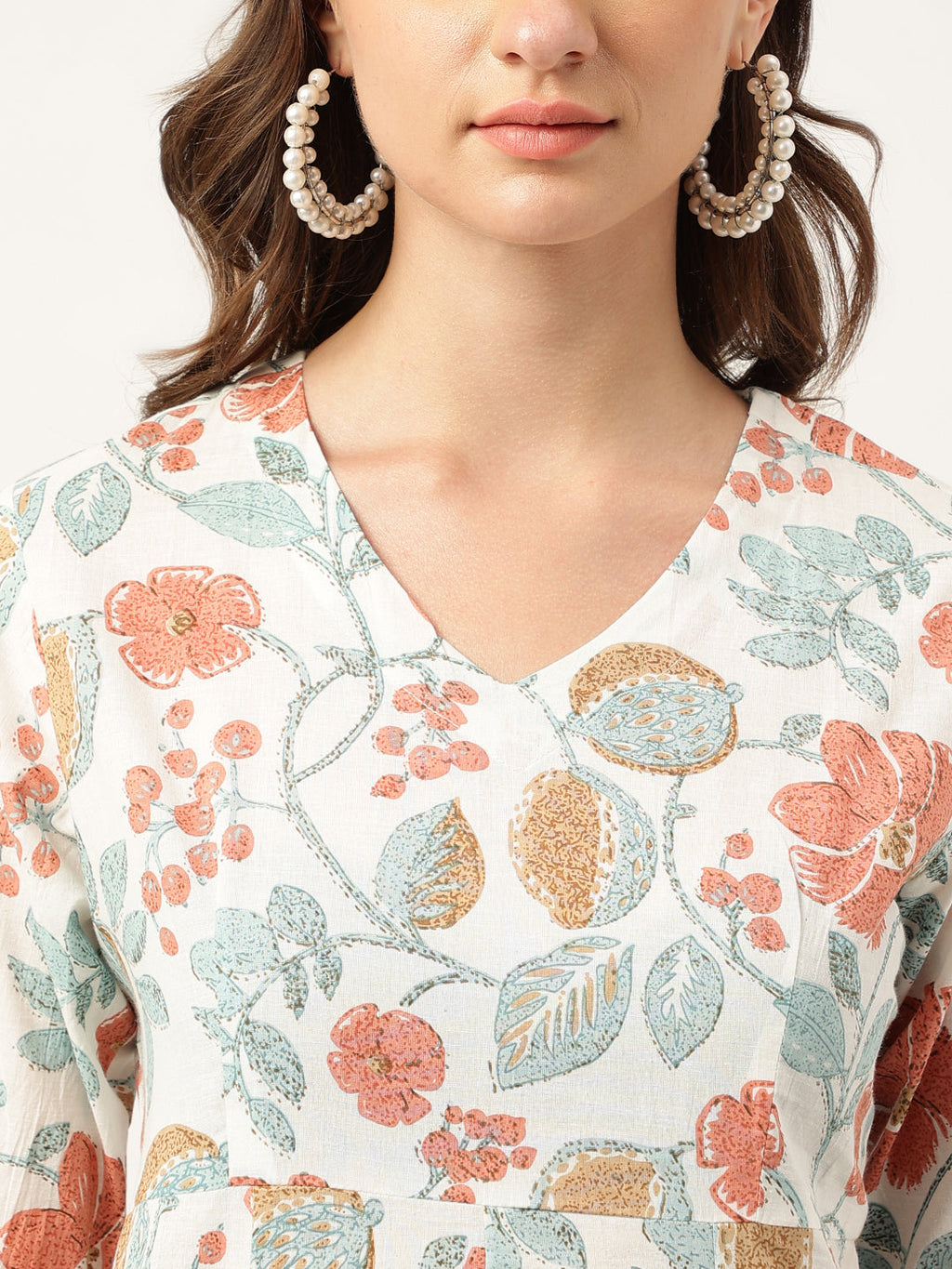 Noe Velarro Women Floral Printed Pure Cotton Tunic With Trousers
