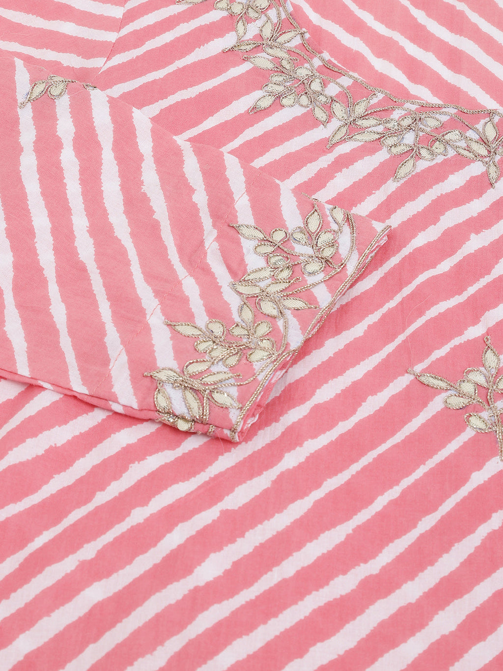 Noe Velarro Stripe Print with Gota work cotton Straight Kurta