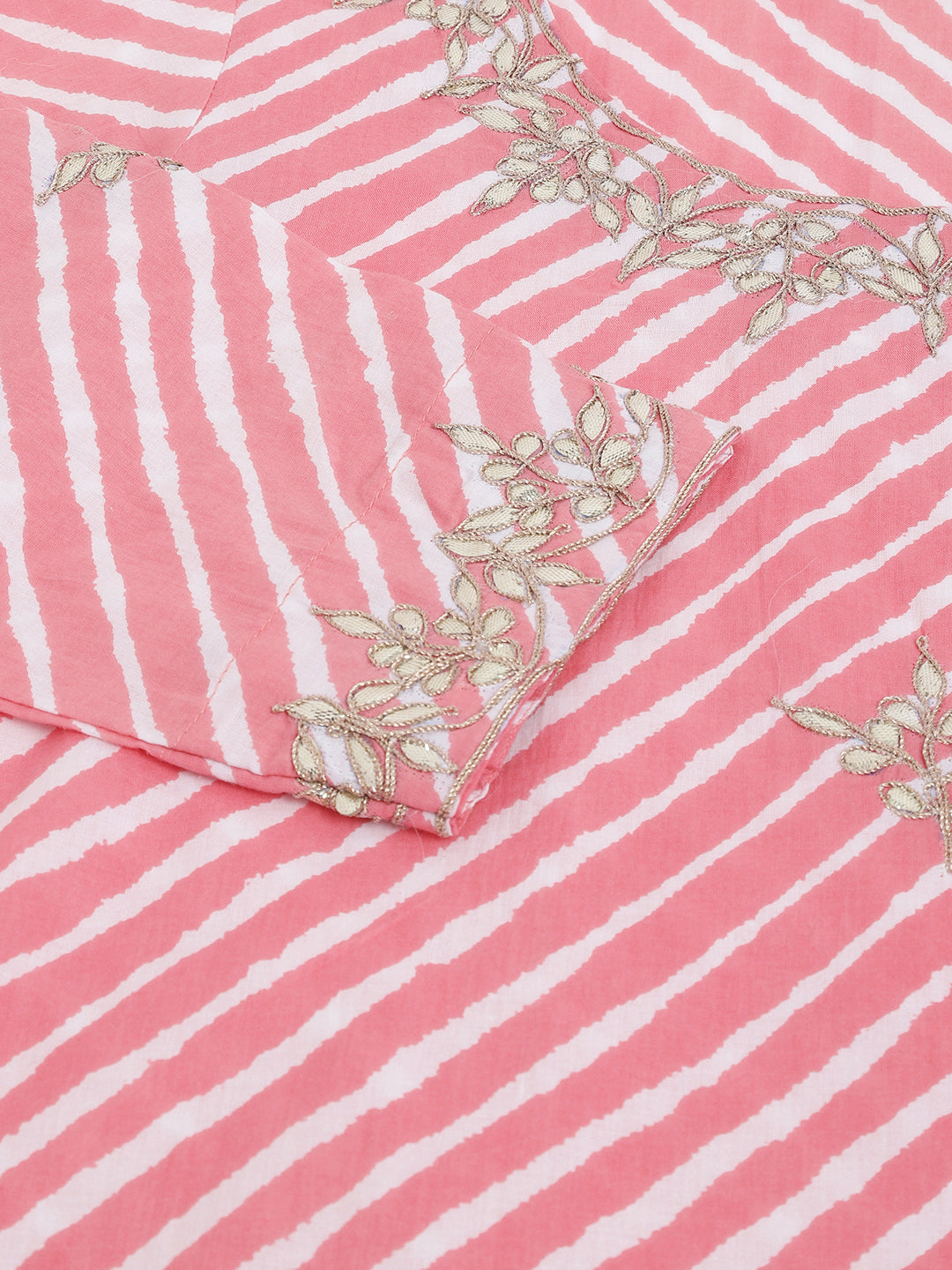 Noe Velarro Stripe Print with Gota work cotton Straight Kurta