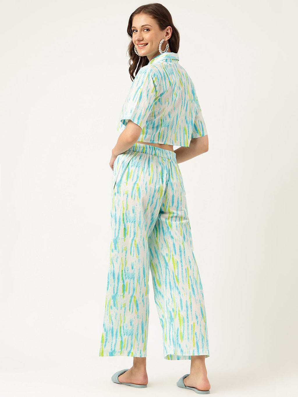 Noe Velarro Women Tie And Dye Pure Cotton Shirt With Trousers