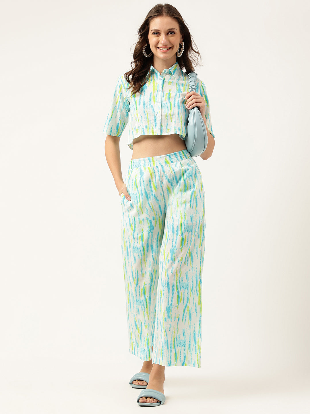 Noe Velarro Women Tie And Dye Pure Cotton Shirt With Trousers