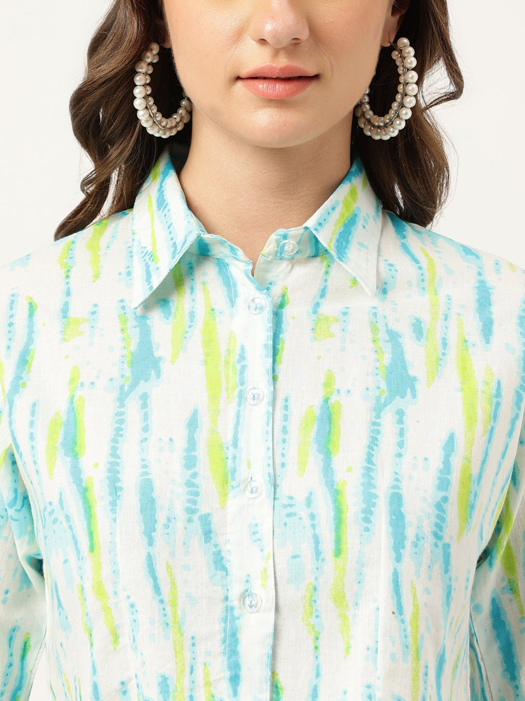 Noe Velarro Women Tie And Dye Pure Cotton Shirt With Trousers