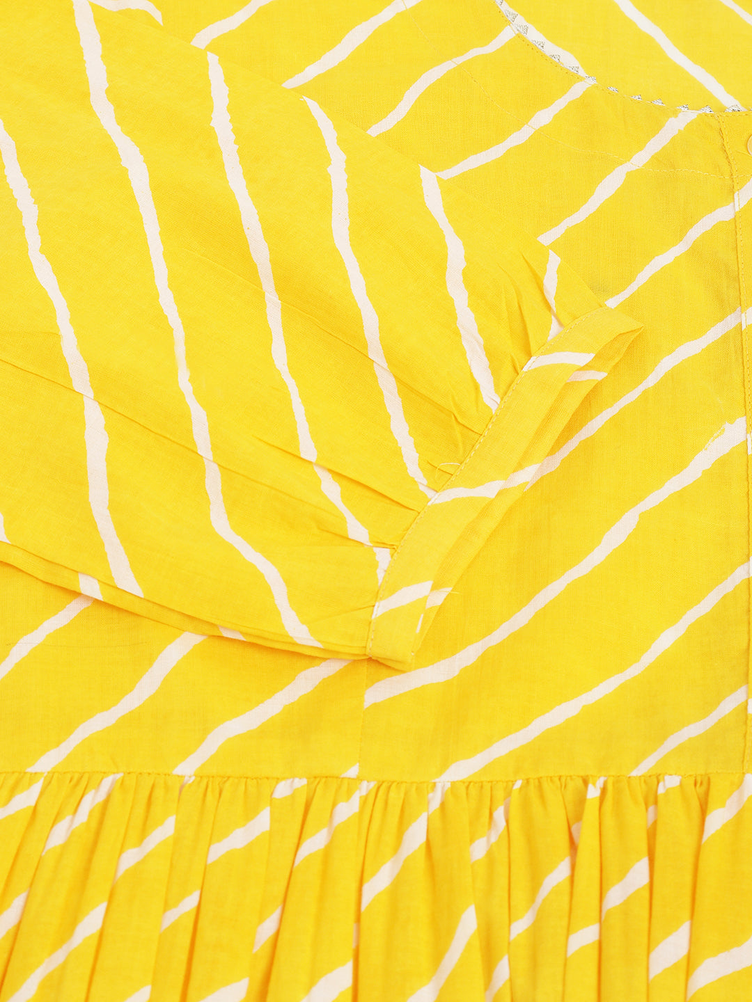 Noe Velarro Stripe Printed Yellow Regular Cotton Top
