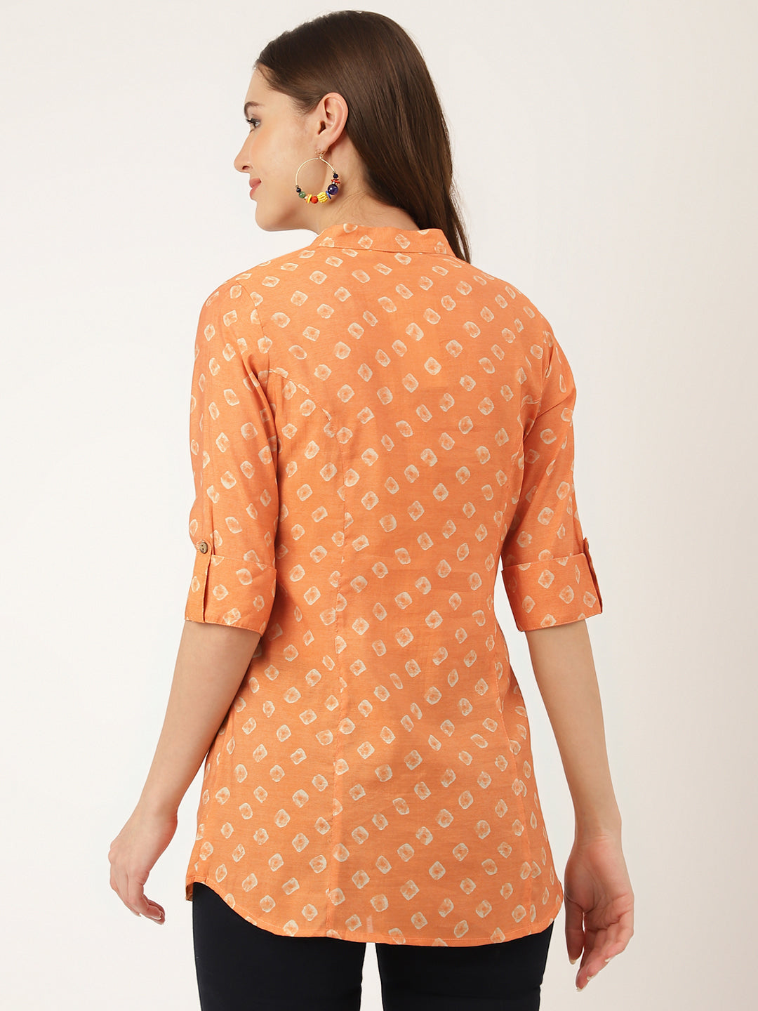 Noe Velarro Mustard Printed Chanderi Silk Regular Top