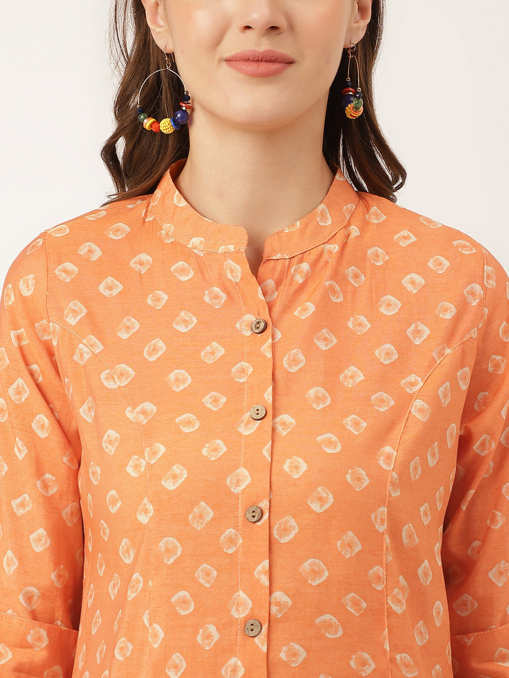 Noe Velarro Mustard Printed Chanderi Silk Regular Top