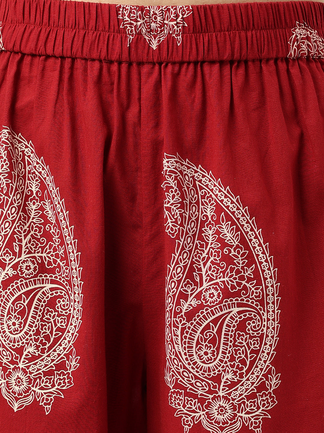 Noe Velarro Maroon Paisley Print Cotton Co-ord Set