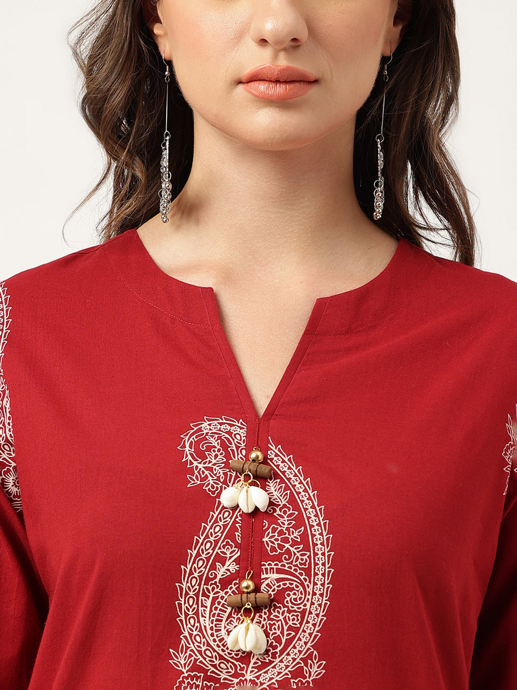 Noe Velarro Maroon Paisley Print Cotton Co-ord Set