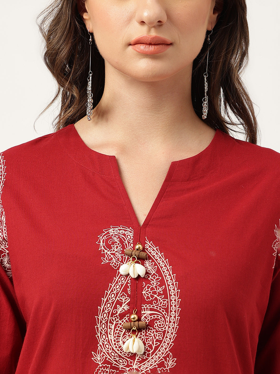 Noe Velarro Maroon Paisley Print Cotton Co-ord Set
